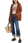 Re/done 90s Loose Straight Cropped Distressed Mid-rise Jeans In Mid Denim
