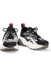 STELLA MCCARTNEY ECLYPSE MESH AND ZEBRA-PRINT VELVET SNEAKERS,3074457345624235933