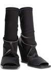 RICK OWENS STRETCH-SATIN WEDGE SOCK BOOTS,3074457345623878742