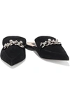 SERGIO ROSSI CHAIN-EMBELLISHED SUEDE SLIPPERS,3074457345623850853