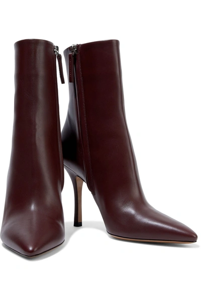 The Row Gloria Leather Ankle Boots In Burgundy