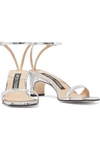 SERGIO ROSSI SR1 METALLIC SNAKE-EFFECT LEATHER SANDALS,3074457345623850218