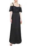 TEMPERLEY LONDON COLD-SHOULDER RUFFLED SATIN-JACQUARD GOWN,3074457345622754171