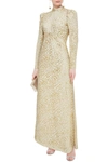 TEMPERLEY LONDON SUNSET GATHERED METALLIC SILK-BLEND LEOPARD-JACQUARD MAXI DRESS,3074457345622748156