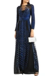 TEMPERLEY LONDON DUSK SEQUINED TULLE AND SILK-CHIFFON MAXI GOWN,3074457345623036125