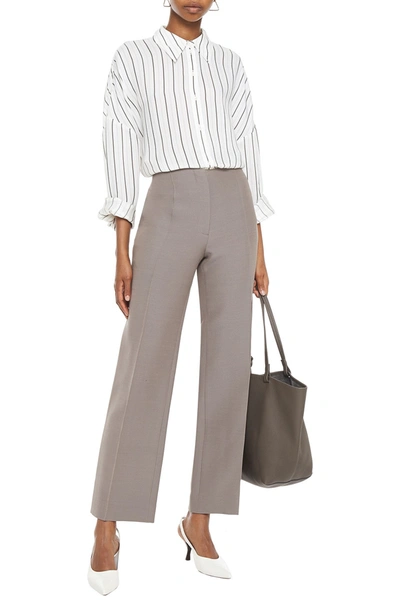 The Row Max Wool And Silk-blend Straight-leg Trousers In Taupe