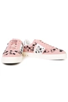VALENTINO GARAVANI FLYCREW BEAD-EMBELLISHED LEATHER AND SUEDE SNEAKERS,3074457345623503947