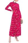VALENTINO SATIN-TRIMMED PINTUCKED FLORAL-PRINT SILK CREPE DE CHINE MAXI DRESS,3074457345623451671