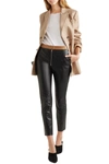 VICTORIA BECKHAM CROPPED TWO-TONE LEATHER SKINNY PANTS,3074457345621808211