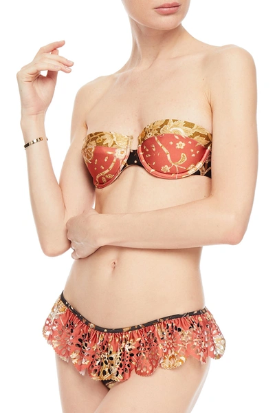 Zimmermann Veneto Printed Bandeau Bikini Top In Coral