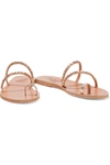 ANCIENT GREEK SANDALS APLI KATIA CRYSTAL-EMBELLISHED LEATHER SANDALS,3074457345623365157