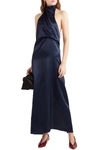 SID NEIGUM SATIN HALTERNECK MAXI DRESS,3074457345620532217