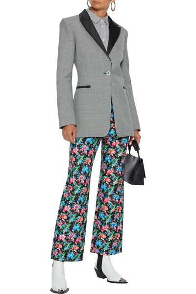 Paco Rabanne Cropped Floral-print Slim-leg Trousers In Black,pink,blue