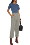Veronica Beard Button-embellished Pima Cotton-jersey T-shirt In Slate Blue