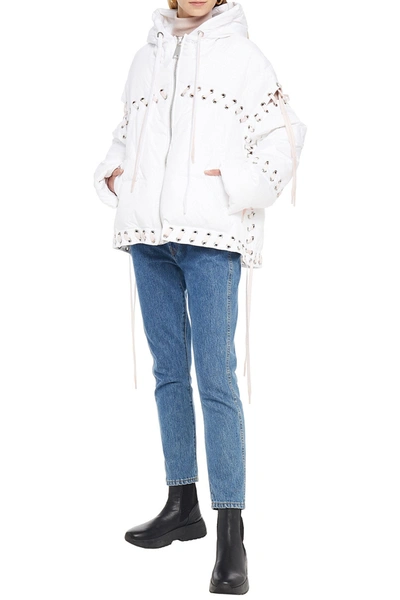 Khrisjoy Lace-up Quilted Shell Hooded Down Jacket In White