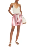 Lee Mathews Striped Print Wide Leg Shorts In Crimson