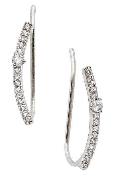 Ajoa Bar Ear Climbers In Rhodium