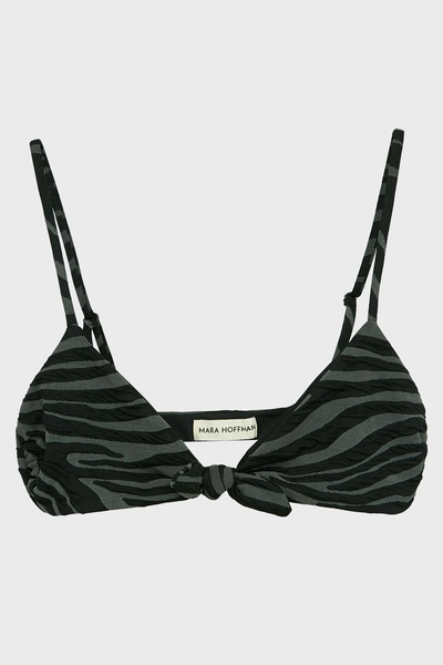 Mara Hoffman Carla Animal-jacquard Triangle Bikini Top In Black Gray