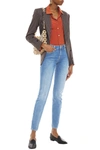 7 FOR ALL MANKIND BRAID-TRIMMED FADED MID-RISE SLIM-LEG JEANS,3074457345623596156