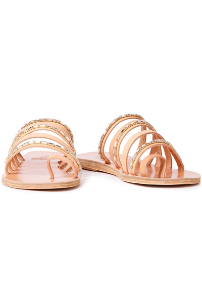 Ancient Greek Sandals Nikki Crystal-embellished Leather Sandals In Beige