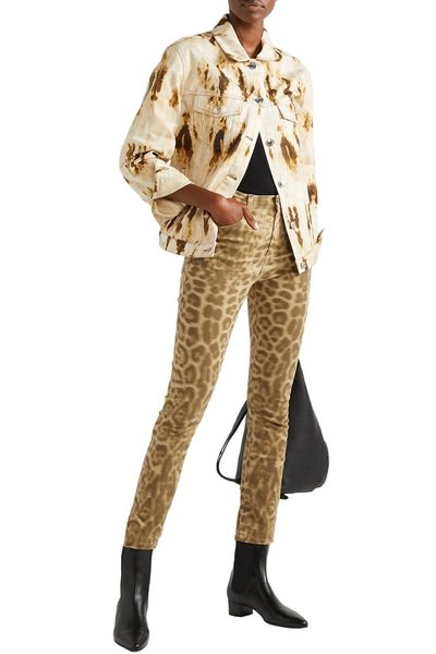 Burberry Leopard-print Mid-rise Slim-leg Jeans In Beige