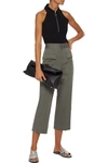 ATM ANTHONY THOMAS MELILLO CROPPED BRUSHED COTTON-BLEND TWILL WIDE-LEG PANTS,3074457345623958788
