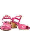 DOLCE & GABBANA CRYSTAL-EMBELLISHED PATENT-LEATHER SANDALS,3074457345624194224