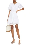 JOIE SAFIA BELTED RUFFLED BRODERIE ANGLAISE COTTON MINI DRESS,3074457345626844730