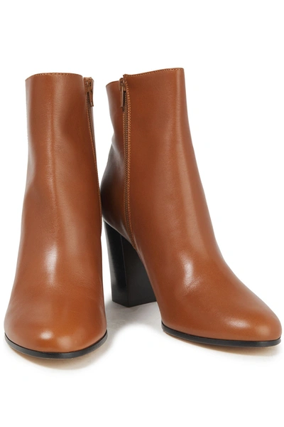 Maje Flixa Leather Ankle Boots In Brown