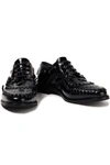 MCQ BY ALEXANDER MCQUEEN IMPLODE CUTOUT WHIPSTITCHED GLOSSED-LEATHER BROGUES,3074457345624126195