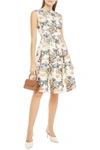 OSCAR DE LA RENTA PLEATED FIL COUPÉ FLORAL-JACQUARD DRESS,3074457345623874453