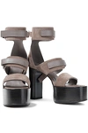 RICK OWENS BUCKLED SUEDE PLATFORM SANDALS,3074457345623710505