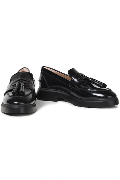 Stuart Weitzman Adrina Tasseled Patent-leather Loafers In Black