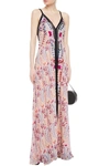 TEMPERLEY LONDON ROSY EMBROIDERED TULLE AND PRINTED GEORGETTE MAXI DRESS,3074457345622749659
