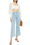 ZIMMERMANN SUPER EIGHT CROPPED GATHERED GUIPURE LACE TOP,3074457345624176175