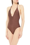 ZIMMERMANN KIRRA METALLIC HALTERNECK SWIMSUIT,3074457345623855644