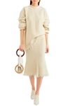 Victoria Beckham Frayed Wool-blend Bouclé Sweater In Ivory