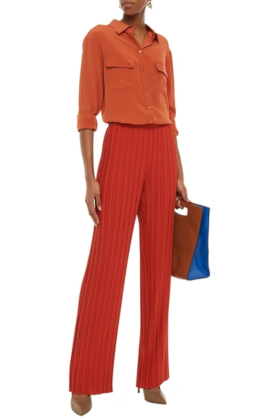 Victoria Victoria Beckham Pleated Crepe Straight-leg Pants In Red