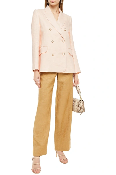 Zimmermann Super Eight Double-breasted Linen Blazer In Blush