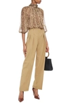 ZIMMERMANN GATHERED LEOPARD-PRINT SILK-CREPE BLOUSE,3074457345623798171