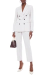 Brunello Cucinelli Double-breasted Wool-blend Twill And Stretch-cotton Poplin Blazer In Stone