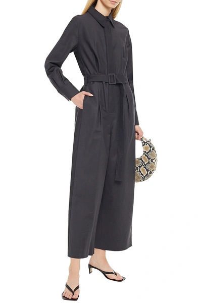 Lvir Belted Cotton-blend Jumpsuit In Gray