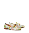 Tory Burch Jessa Floral-print Horse Bit Loafers In Blue Wallpaper Floral/ Blue Wallpaper Fl