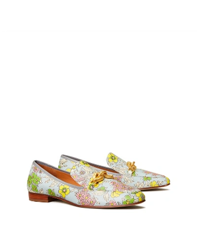 Tory Burch Jessa Floral-print Horse Bit Loafers In Blue Wallpaper Floral