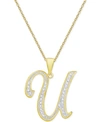 Macy's Diamond Accent Script 18" Initial Pendant Necklace In Silver Plate, Gold Plate & Rose Gold Plate In U/gold