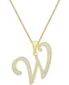 Macy's Diamond Accent Script 18" Initial Pendant Necklace In Silver Plate, Gold Plate & Rose Gold Plate In W/gold