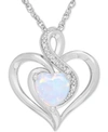 MACY'S BIRTHSTONE GEMSTONE & DIAMOND ACCENT HEART PENDANT NECKLACE IN STERLING SILVER