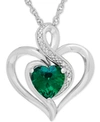 MACY'S BIRTHSTONE GEMSTONE & DIAMOND ACCENT HEART PENDANT NECKLACE IN STERLING SILVER