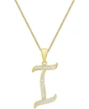 Macy's Diamond Accent Script 18" Initial Pendant Necklace In Silver Plate, Gold Plate & Rose Gold Plate In I/gold