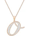 Macy's Diamond Accent Script 18" Initial Pendant Necklace In Silver Plate, Gold Plate & Rose Gold Plate In O/rose Gold